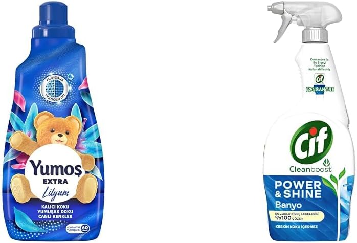 Alternative view of Yumoş Lilyum 60 Yıkama Konsantre Çamaşır Yumuşatıcısı (1 x 1440 ml)(1) Cif Power Cleanboost Sprey Temizleyici Banyo İçin Temizleyici ve Kireç Çözücü 750 ML(3)