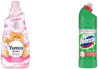 Yumoş Konsantre Çamaşır Yumuşatıcısı Şakayık 1440 ml(1) Domestos Yoğun Kıvamlı Çamaşır Suyu Maksimum Hijyen Dağ Esintisi, 750 ml(4)
