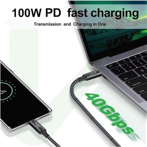 Action Thunderbolt 4 Type C Kablo 100 W PD Şarj 1 Metre 40 Gbps Veri ve Görüntü Aktarım Kablosu Örgülü Kablo TH01