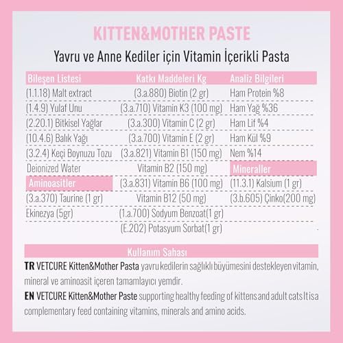 Vetcure Kitten Kedi Yavru ve Anne Enerji Desteği Paste 100 gr