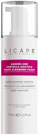 Licape Sakura ve Centella Asiatica Yüz Temizleme Köpüğü – Arındırıcı, Nemlendirici ve Cilt Bariyeri Güçlendirici Yüz Yıkama Köpüğü – Hassas Ciltlere Uygun – 150 ml