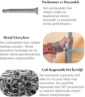 Alternative view of 420'li Akıllı Havşa Başlı Vida Seti–10 Çeşit Matkap Uçlu –takım Çantalı Akıllı Vida Seti