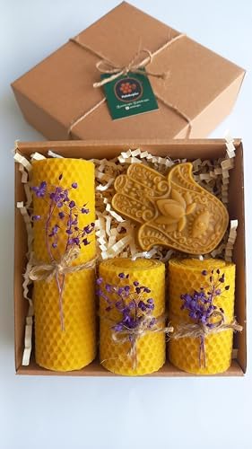 Alternative view of Doğal Petek Mum Hediyelik Dekoratif Set Hamse Bereket Eli Beeswax Canle Set