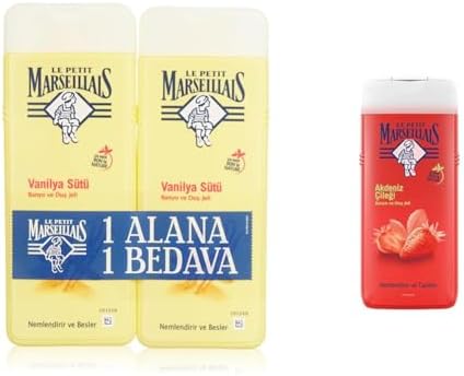 Le Petit Marseillais Vanilya Sütü Duş Jeli (2 x 400ml) ve Le Petit Marseillais Duş Jeli Akdeniz Çileği (650 ml)