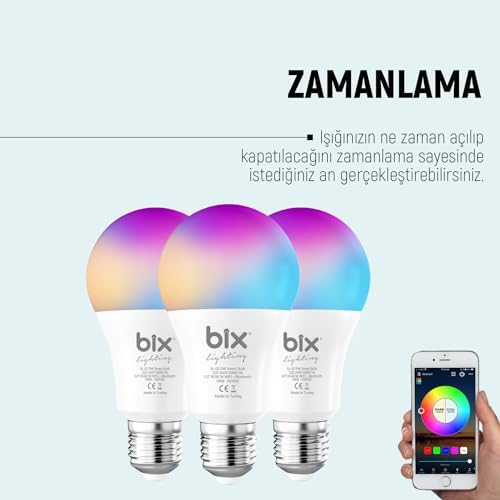 Bix SL-02 Çok Renkli 11W RGB WiFi-Bluetooth Uzaktan Kontrollü Akıllı Ampul