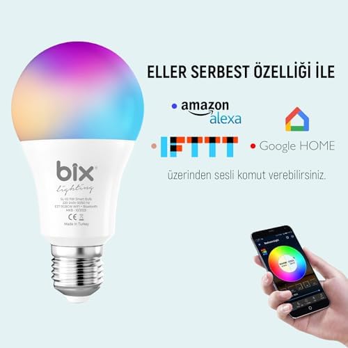 Alternative view of Bix SL-02 Çok Renkli 11W RGB WiFi-Bluetooth Uzaktan Kontrollü Akıllı Ampul