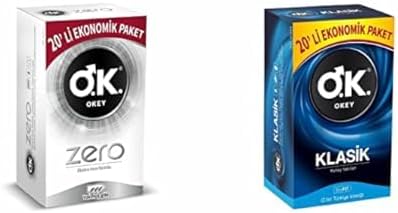 Zero Ektra İnce Formlu Ekonomik Paket Prezervatif (1 x 20 Adet) + Okey Klasik Kolay Takılan Ekonomik Paket Prezervatif (1 x 20 Adet)