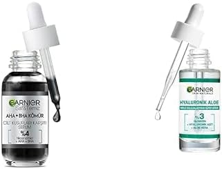 Aha+Bha Cilt Kusurları Karşıtı Siyah Serum%4 [Niasinamid+Peeling Etkili Aha+Bha] 30ml + Hyaluronik Aloe Nemle Dolgunlaştıran Süper Serum (30 ml)