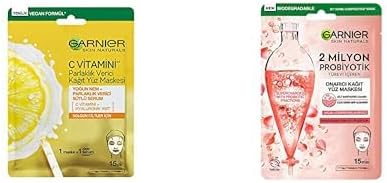 C Vitamini Parlaklık Verici Kağıt Yüz Maskesi + 2 Milyon Probiyotik Türevi İçeren Onarıcı Kağıt Yüz Maskesi