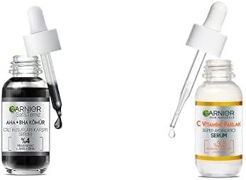 Aha+Bha Cilt Kusurları Karşıtı Siyah Serum%4 [Niasinamid+Peeling Etkili Aha+Bha] 30ml + C Vitamini Parlak Süper Aydınlatıcı Serum (30 ml)
