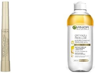 L'Oréal Paris Telescopic Maskara - Siyah + Skin Naturals Çift Fazlı Micellar Kusursuz Makyaj Temizleme Suyu (400 ml)