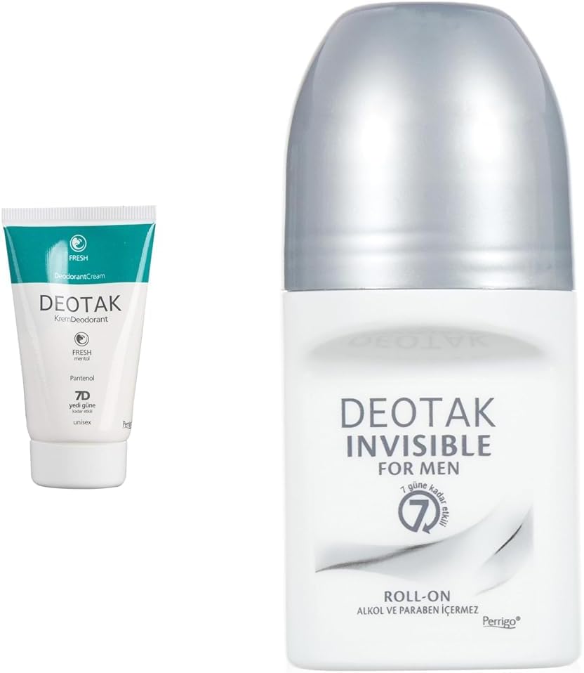 Deotak Fresh Krem Deodorant 35 ml 1 Paket(1 x 35 ml) x Erkekler için Invisible Roll-On Deodorant (35 ml)