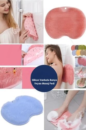 Pratik Silikon Vantuzlu Banyo Fırçası Masaj Pedi Sırt Ayak Kesesi Yıkama Aleti Sırt Lifi Ayak Matı