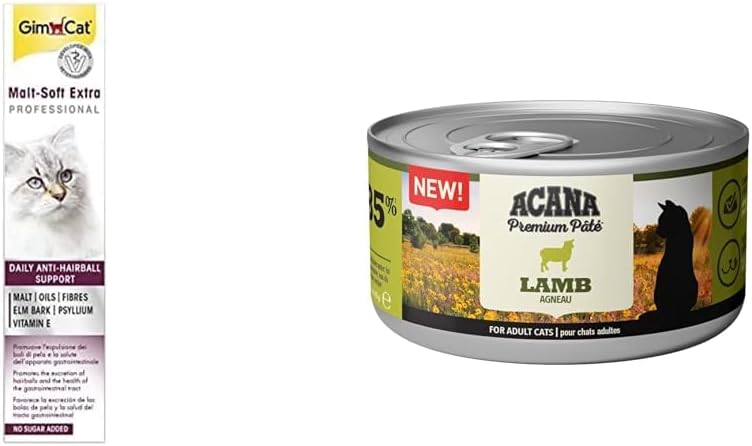 GimCat Malt Soft Vitamin Kombinasyonu, Her Yaştan Kediler için, 100 G & Acana Premium Pate (Ezme) Konserve Yaş Kedi Maması, Kuzu Etli, 85 Gr