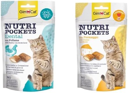 Gimcat Nutripockets Kedi Ödülü Dental 60Gr & Nutripockets Kedi Ödülü Peynir Taurin, 60 g