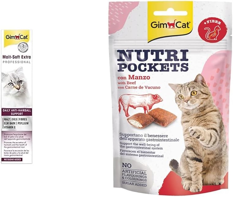 Alternative view of GimCat Malt Soft Vitamin Kombinasyonu, Her Yaştan Kediler için, 100 G & Nutripockets Kedi Ödülü Biftek Malt, 60 Gr