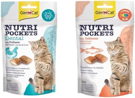 Gimcat Nutripockets Kedi Ödülü Dental 60Gr & Nutripockets Kedi Ödülü Somon Omega 3&6 60Gr