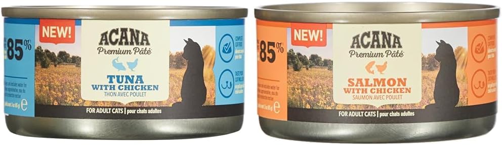 Acana Premium Pate (Ezme) Konserve Yaş Kedi Maması, Balıklı ve Tavuklu, 85 Gr & Acana Premium Pate (Ezme) Konserve Yaş Kedi Maması, Somonlu ve Tavuklu, 85 Gr