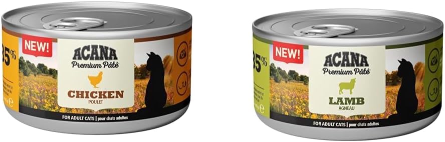 Acana Premium Pate (Ezme) Konserve Yaş Kedi Maması, Tavuklu, 85 Gr & Acana Premium Pate (Ezme) Konserve Yaş Kedi Maması, Kuzu Etli, 85 Gr