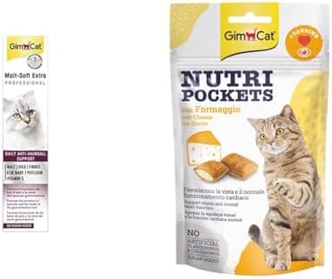 GimCat Malt Soft Vitamin Kombinasyonu, Her Yaştan Kediler için, 100 G & Nutripockets Kedi Ödülü Peynir Taurin, 60 g