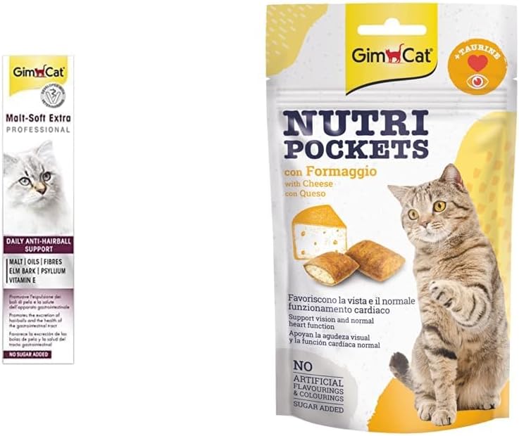 Alternative view of GimCat Malt Soft Vitamin Kombinasyonu, Her Yaştan Kediler için, 100 G & Nutripockets Kedi Ödülü Peynir Taurin, 60 g
