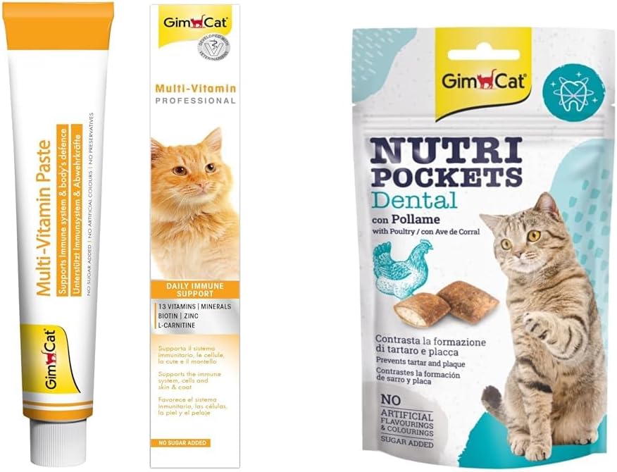 Alternative view of GimCat Kediler İçin Multi-Vitamin, 100 g, 12 Temel Vitamin & Nutripockets Kedi Ödülü Dental 60Gr
