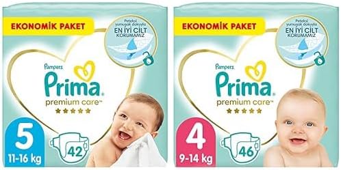 Bebek Bezi Premium Care 5 Beden 42 Adet Junior Paket & Bebek Bezi Premium Care 4 Beden 46 Adet Maxi Paket