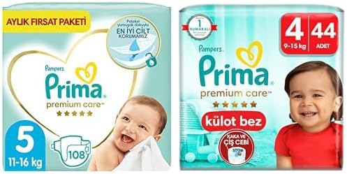 Bebek Bezi Premium Care 5 Beden 108 Adet Junior Aylık Fırsat Paketi & Bebek Bezi Premium Care Külot Bez 4 Numara 44 Adet İkiz Paket