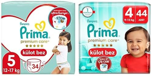 Külot Bebek Bezi Premium Care 5 Beden 34 Adet Junior İkiz Paket & Bebek Bezi Premium Care Külot Bez 4 Numara 44 Adet İkiz Paket