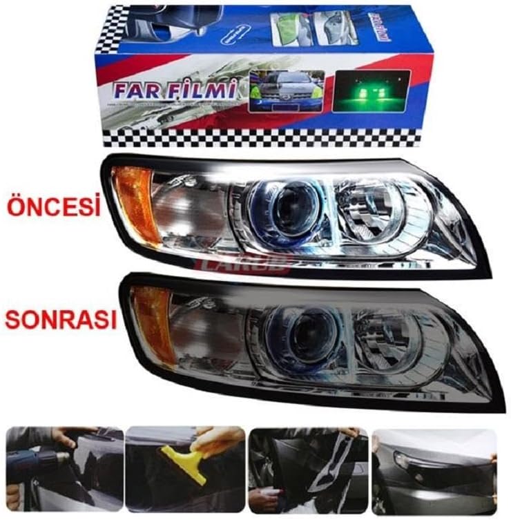 Açık Siyah Far Stop Filmi 30 Cm X 1 Metre