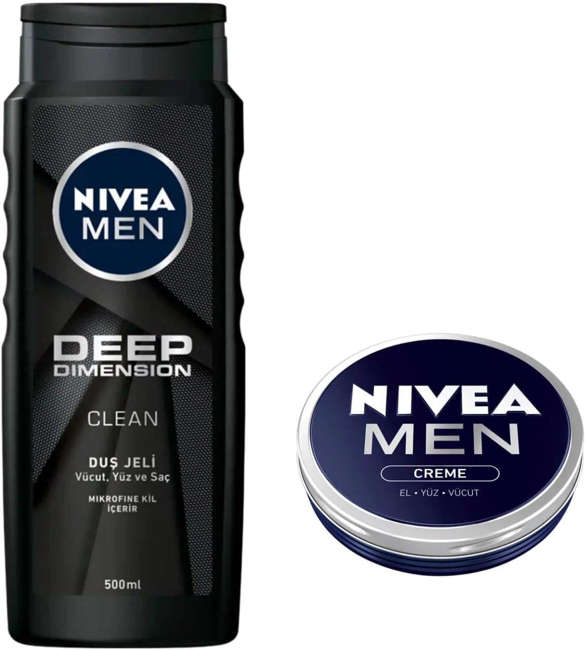 Men Deep Dimension Duş Jeli 500 ml, 3'ü 1 Arada Komple Bakım, Vücut, Saç ve Yüz + MEN Creme Erkek Bakım Kremi 75 ml, El, Yüz ve Vücut Nemlendirici Krem X2