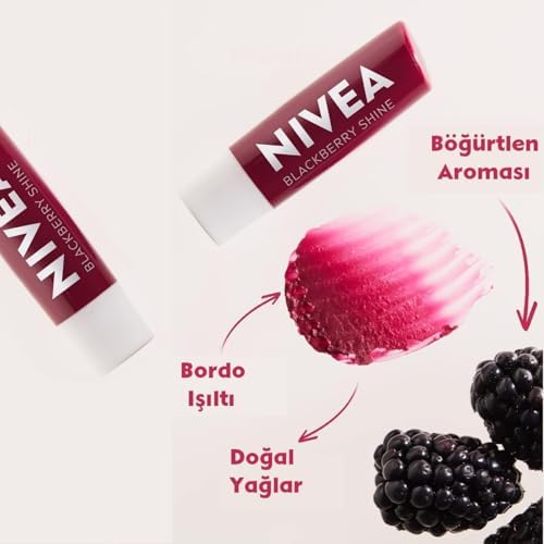 Böğürtlen Dudak Bakım Krem 4.8 gr X3 + Kiraz Dudak Bakım Kremi Kiraz Kokusu, Hafif Kırmızı Işıltı 4,8gr