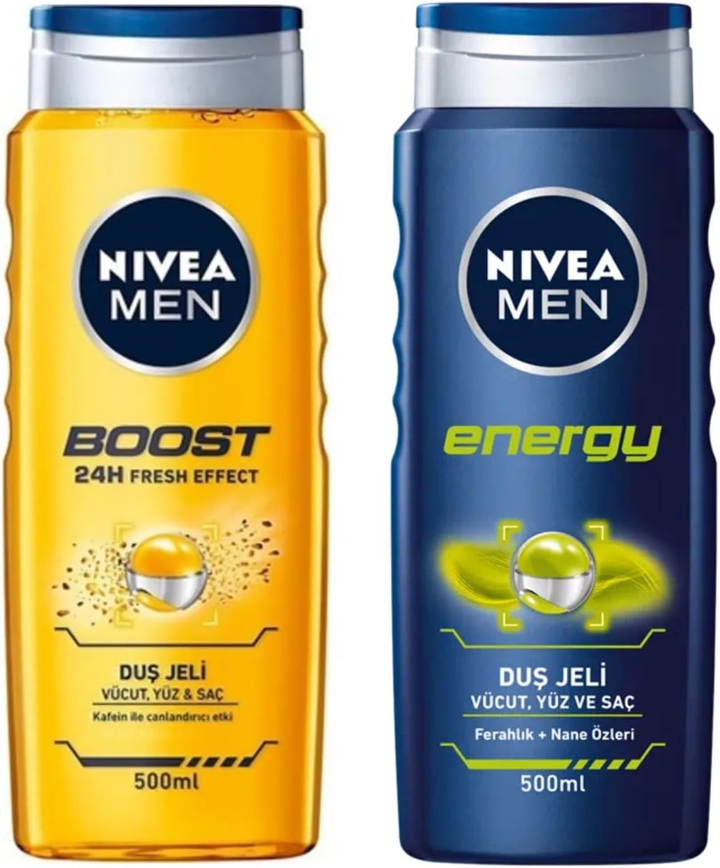 Men Boost Duş Jeli 500 ml, 3'ü 1 Arada Komple Bakım, Vücut, Saç ve Yüz için, Kafein ile Canlandırıcı Bakım X2 + Men Energy Duş Jeli, 500 ml, 3'ü 1 Arada Komple Bakım, Vücut, Saç ve Yüz