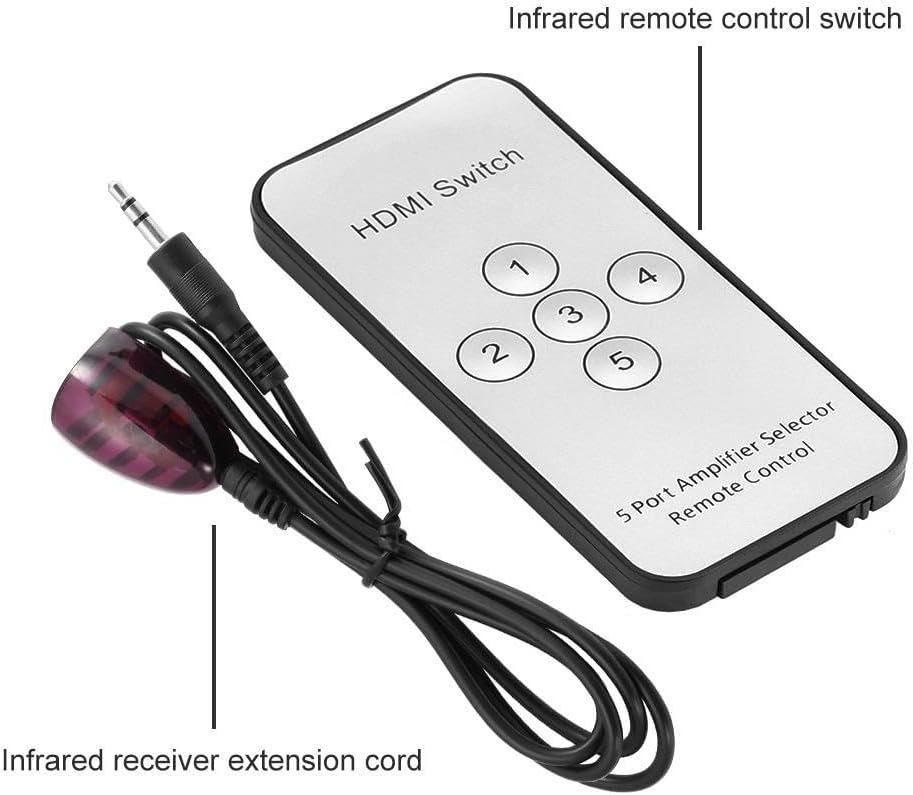 Hdmi Çoklayıcı Çoğaltıcı Switch 5 Port Kumandalı Ir Alıcılı