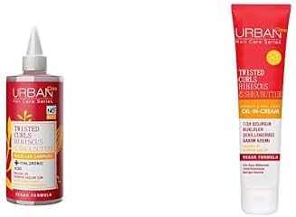 Twisted Curls Hibiscus & Shea Butter Kıvırcık ve Dalgalı Saçlara Özel Miselar Şampuan Sülfatsız 340 ml- Vegan x Durulanmayan Bakım Kremi 175 ml- Vegan