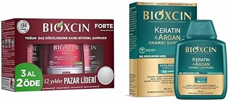 3 Al 2 Öde Saç Dökülmesine Karşı Bitkisel Şampuan (3 x 300 ml) xBioxcin Keratin & Argan Onarıcı Şampuan 300 Ml - Yıpranmış Ve Hasar Görmüş Saçlar