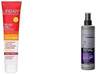 Twisted Curls Hibiscus & Shea Butter Kıvırcık ve Dalgalı Saçlara Özel Durulanmayan Bakım Kremi 175 ml- VeganxURBAN Care Expert Biotin & Kafein Dökülme Karşıtı Saç Toniği 200 ml- Vegan