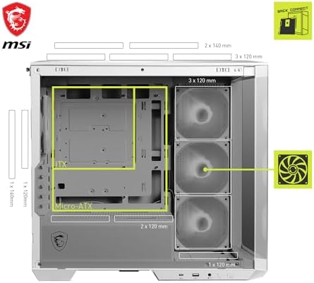 MSI MAG PANO M100R PZ WHITE TEMPERLİ CAM 3X120MM 1X120MM ARGB FAN MATX BEYAZ PANORAMİK GAMİNG BİLGİSAYAR KASASI