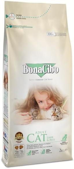 BonaCibo Adult Cat Lamb & Rice Kuzu Etli ve Pirinçli Yetişkin Kedi Maması 2 KG