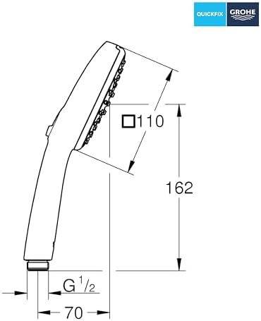 110 El Duşu, 2 Akışlı (Yağmur & Jet), SmartSwitch, 110mm Kare Duş Başlığı, Kireç Önleyici Sistem, Krom, 26925001