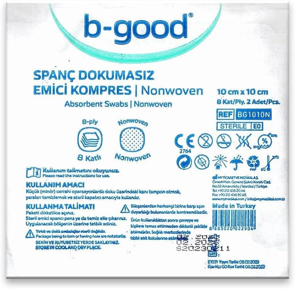 B-Good Spanç Dokumasız Emici Kompres 10cm x 10 cm 2 Adet
