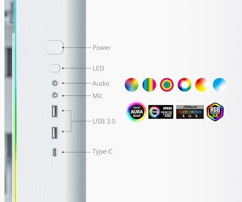 Alternative view of MONTECH 95 PRO Çift Odacıklı ATX Orta Kule PC Oyun Kasası, Yüksek Hava Akışı, Aletsiz Paneller, Sağlam Kavisli Temperli Cam Ön, Altı ARGB PWM Fan Fan Hub, 95 PRO Beyaz ABD