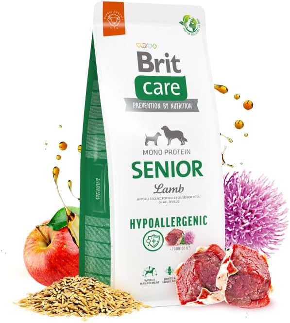 Brit Care Senior, Yaşlı Köpekler İçin, Tek Proteinli, Hipoalerjenik, Kuzu Etli Kuru Mama, 3 kg