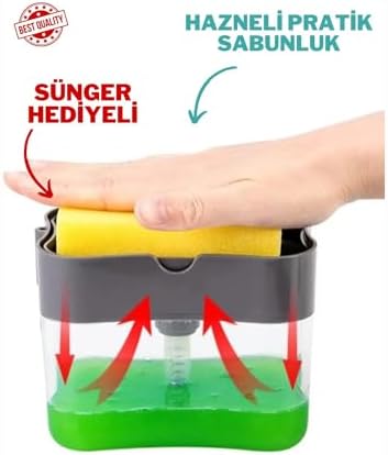 Süngerli Sıvı Bulaşık Deterjanı Dispanseri, Süngerli Basmatik Sıvı Deterjanlık