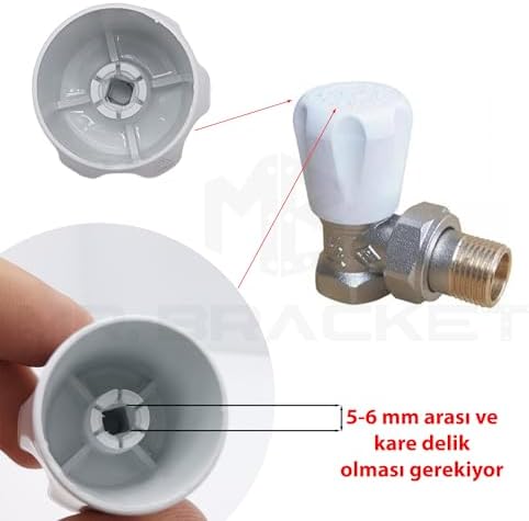 MR.BRACKET 5-Adet Geçmeli Model Radyatör Vanası Başlığı - Geçmeli Petek Vana Kapağı - Vidasız Petek Musluk Kafası (Geçmeli)