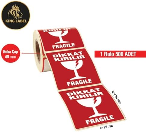 Alternative view of KİNG LABEL Dikkat Kırılır Etiket 70X80 1 Rulo 500'lü Sarım