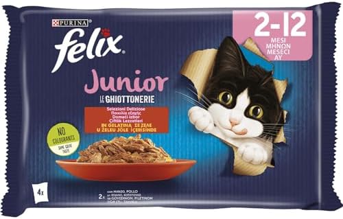 Alternative view of Felix Junior Tavuklu ve Sığır Etli Yaş Kedi Maması (4X85GR) - 12 Adet