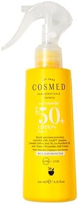 Cosmed Tüm Cilt Tipleri için Aile Boy Yüz ve Vücut Sprey Güneş Kremi - Lotion SPF50+ - 200 ml