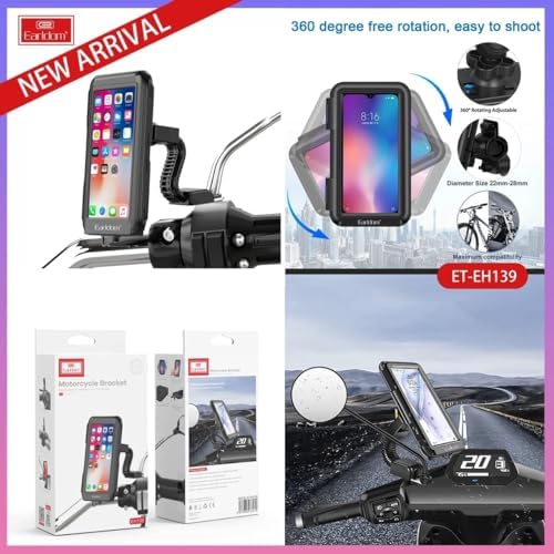 Eh-139 Motosiklet Telefon Tutucu Ayna Tipi Su Geçirmez Dokunmatik Dikiz Aynası 4,7-7 inç Bisiklet Motor