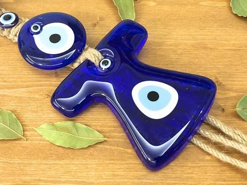 ve Boncuklarla Süslenmiş Büyük Boy Nazar Boncuğu El Yapımı Dekoratif Duvar Süsü (Kaftan)